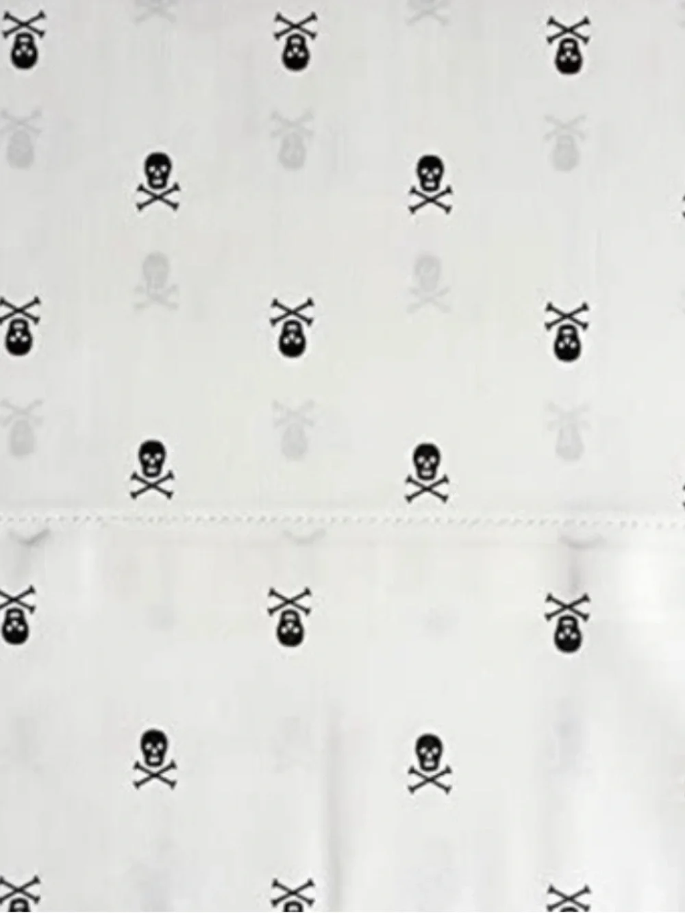 Ralph Lauren White Flat Sheet with Black and Gray Skull & Crossbones Print
